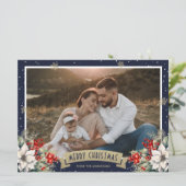 ブルーゴールド ボタニカル スノーフレーク フォト クリスマス (スタンド正面)