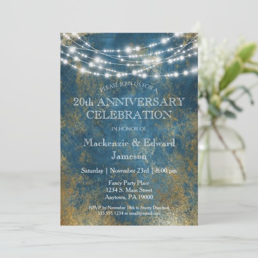 ブルーゴールド ライト アニバーサリー パーティー 招待状 (スタンド正面)