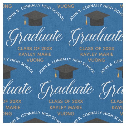 ブルーゴールド 卒業生 パーソナライズド 卒業 ファブリック (クローズアップ)