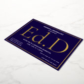 ブルーゴールド Ed.D 卒業 箔招待状 (回転した状態)