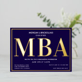 ブルーゴールドMBA卒業箔押し招待状 箔招待状 (立ち正面)