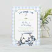 ブルーゴ名門私立校風のルフアニエージ誕生日パー – ティー 招待状 (スタンド正面)