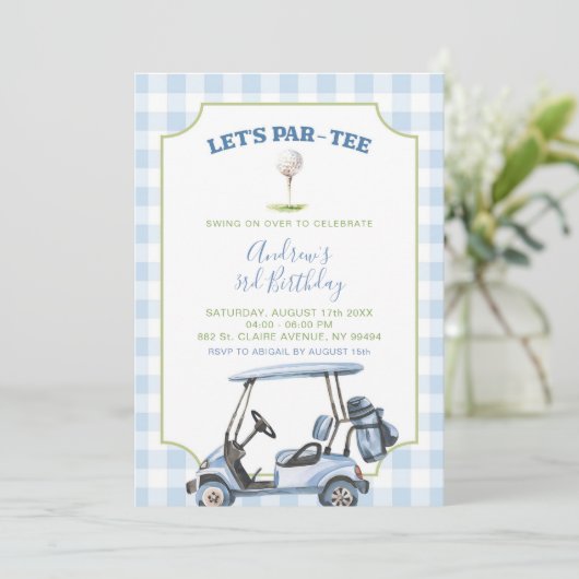 ブルーゴ名門私立校風のルフアニエージ誕生日パー – ティー 招待状 (スタンド正面)