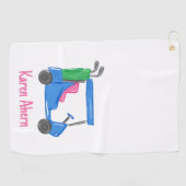 ブルーゴ名門私立校風のルフカートパーソナライズされた ゴルフタオル (横)