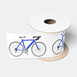 ブルーサイクリックスオンホワイトサテンリボン サテンリボン