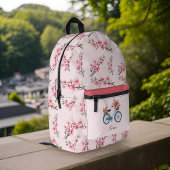 ブルーサイクリックスピンク桜さくらんぼ花ズモノグラム プリントバックパック