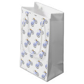 ブルーサイクリングバスケット名門私立校風のサマーバケーションおもしろい スモールペーパーバッグ (裏面アングル)