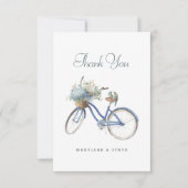 ブルーサイクリングボヘミアンフローラウォーター結婚カラーTh サンキューカード (正面)