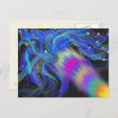 ブルーサイケデリックピンクパープルファンキー抽象芸術アート ポストカード (正面/裏面)