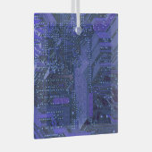 ブルーサイバーサーキットボードテックアートエレクトロニクス ガラスオーナメント (正面右)