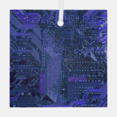 ブルーサイバーサーキットボードテックアートエレクトロニクス ガラスオーナメント (裏面)