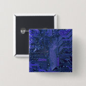 ブルーサイバーサーキットボードテックアートエレクトロニクス 缶バッジ (正面&裏面)