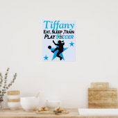 ブルーサッカーかわいらし選手パーソナライズされたポスター ポスター (キッチン)