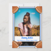 ブルーサッカーとブラックサッカーの卒業 案内状 (正面)