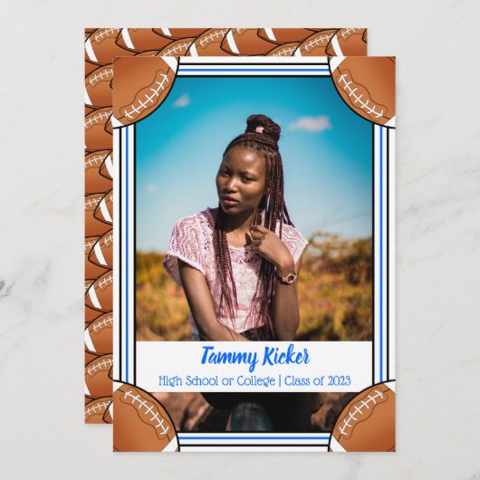 ブルーサッカーとブラックサッカーの卒業 案内状 (正面/裏面)