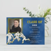 ブルーサッカーと金ゴールドサッカーの卒業発表 招待状 (スタンド正面)