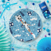 ブルーサッカーのゴールキーパー選手の子供の名前 ペーパープレート (パーティー)