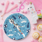 ブルーサッカーのゴールキーパー選手の子供の名前 ペーパープレート (パーティー)