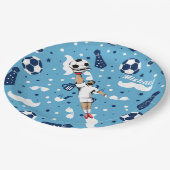 ブルーサッカーのゴールキーパー選手の子供の名前 ペーパープレート (アングル)