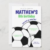 ブルーサッカーの誕生日パーティー招待状 招待状 (正面)