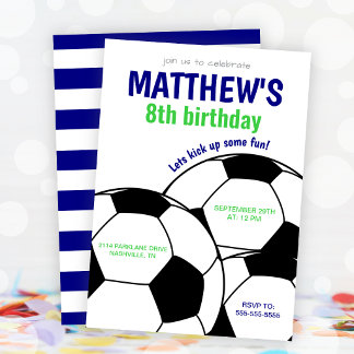 ブルーサッカーの誕生日パーティー招待状 招待状