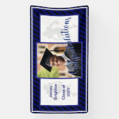 ブルーサッカーをテーマにした写真卒業 横断幕 (縦)