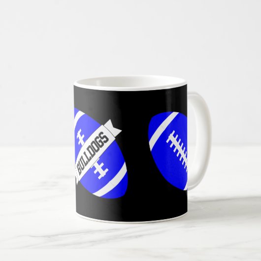 ブルーサッカーコーチまたはファンカスタムのチーム名マグカップ コーヒーマグカップ (正面右)