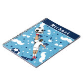 ブルーサッカーゴールキーパーゴールキーパープレーヤーの子供の名前 ノートブック (左側)