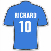 ブルーサッカーシャツデザイン。ステッカー シール (正面)