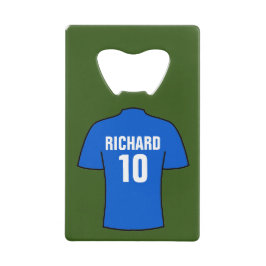 ブルーサッカーシャツ クレジットカード栓抜き