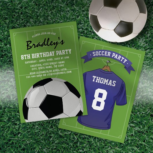ブルーサッカージャージー誕生日おめでとう 招待状
