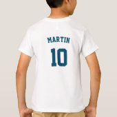 ブルーサッカーチーム名番号カスタムグループ Tシャツ (裏面)