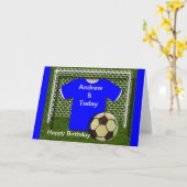 ブルーサッカーテーマ誕生日カード カード (黄色い花)