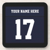 ブルーサッカーパーソナライズされたジャージースポーツドリンク コースター (正面)