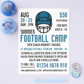 ブルーサッカーヘルメットフットボールキャンプズ広告ズ チラシ (シングル)