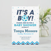 ブルーサッカーベビーシャワー招待状 招待状 (スタンド正面)