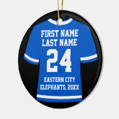 ブルーサッカーホッケースポーツジャージー セラミックオーナメント (左)