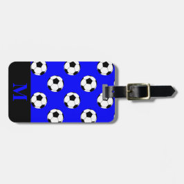 ブルーサッカーボールのモノグラム ラゲッジタグ