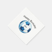 ブルーサッカーボールカスタム誕生日パーティー スタンダードカクテルナプキン (角)