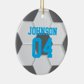 ブルーサッカーボールクリスマス セラミックオーナメント (右)