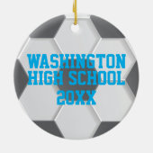 ブルーサッカーボールクリスマス セラミックオーナメント (裏面)