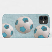 ブルーサッカーボールサッカープレーヤーアートフォンケース Case-Mate iPhoneケース (裏面(横))