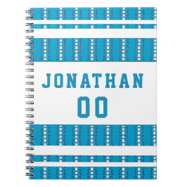 ブルーサッカーボールスティッチングパターンプレーヤーの名前 ノートブック