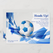 ブルーサッカーボールパーティの招待状 招待状 (正面/裏面)