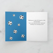 ブルーサッカーボール写真誕生日 カード (内部)