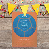 ブルーサッカーボール誕生日パーティー 招待状