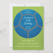 ブルーサッカーボール誕生日パーティー 招待状 (正面)