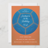 ブルーサッカーボール誕生日パーティー 招待状 (正面)