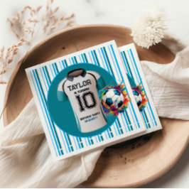 ブルーサッカーポーツボーイジャージー子供の誕生日パーティー スタンダードカクテルナプキン