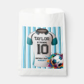 ブルーサッカーポーツボーイジャージー子供の誕生日パーティー フェイバーバッグ (正面)